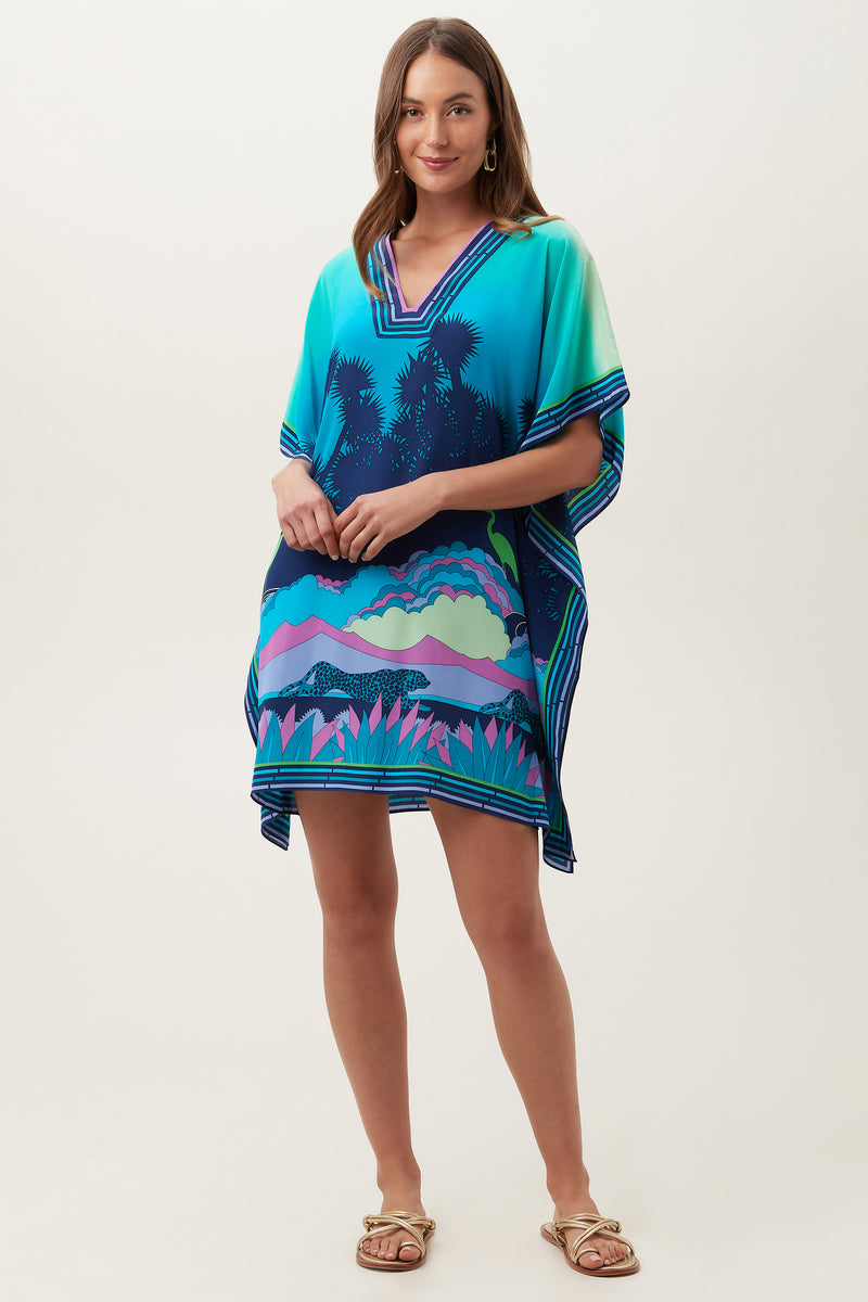 CHEETAHS AND CRANES THEODORA CAFTAN DRESS in MULTI additional image 5