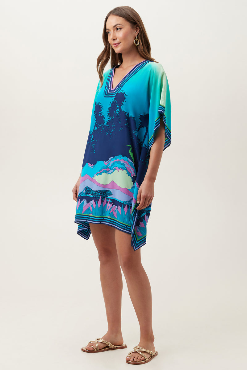 CHEETAHS AND CRANES THEODORA CAFTAN DRESS in MULTI additional image 6
