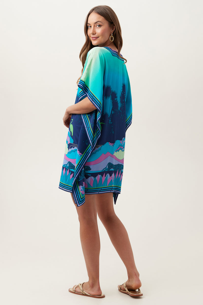CHEETAHS AND CRANES THEODORA CAFTAN DRESS in MULTI additional image 4