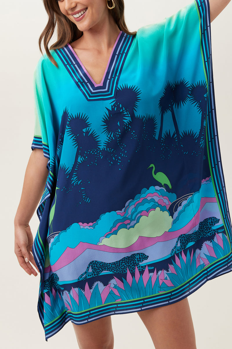 CHEETAHS AND CRANES THEODORA CAFTAN DRESS in MULTI additional image 3