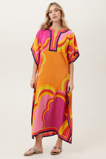 RAINBOW CLOUDS THEODORA MAXI CAFTAN DRESS in TANGERINE DREAM MULTI additional image 1