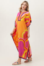 RAINBOW CLOUDS THEODORA MAXI CAFTAN DRESS in TANGERINE DREAM MULTI additional image 3