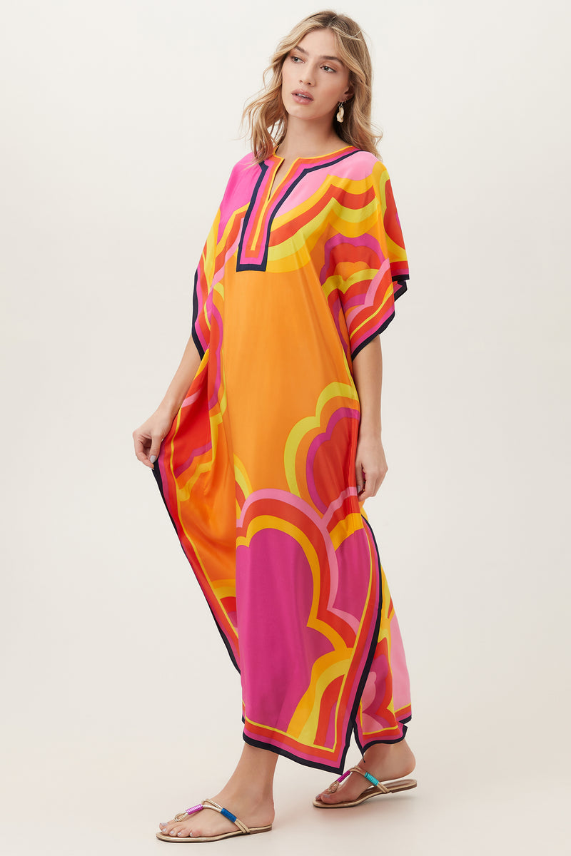 RAINBOW CLOUDS THEODORA MAXI CAFTAN DRESS in TANGERINE DREAM MULTI additional image 3