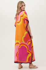 RAINBOW CLOUDS THEODORA MAXI CAFTAN DRESS in TANGERINE DREAM MULTI additional image 6