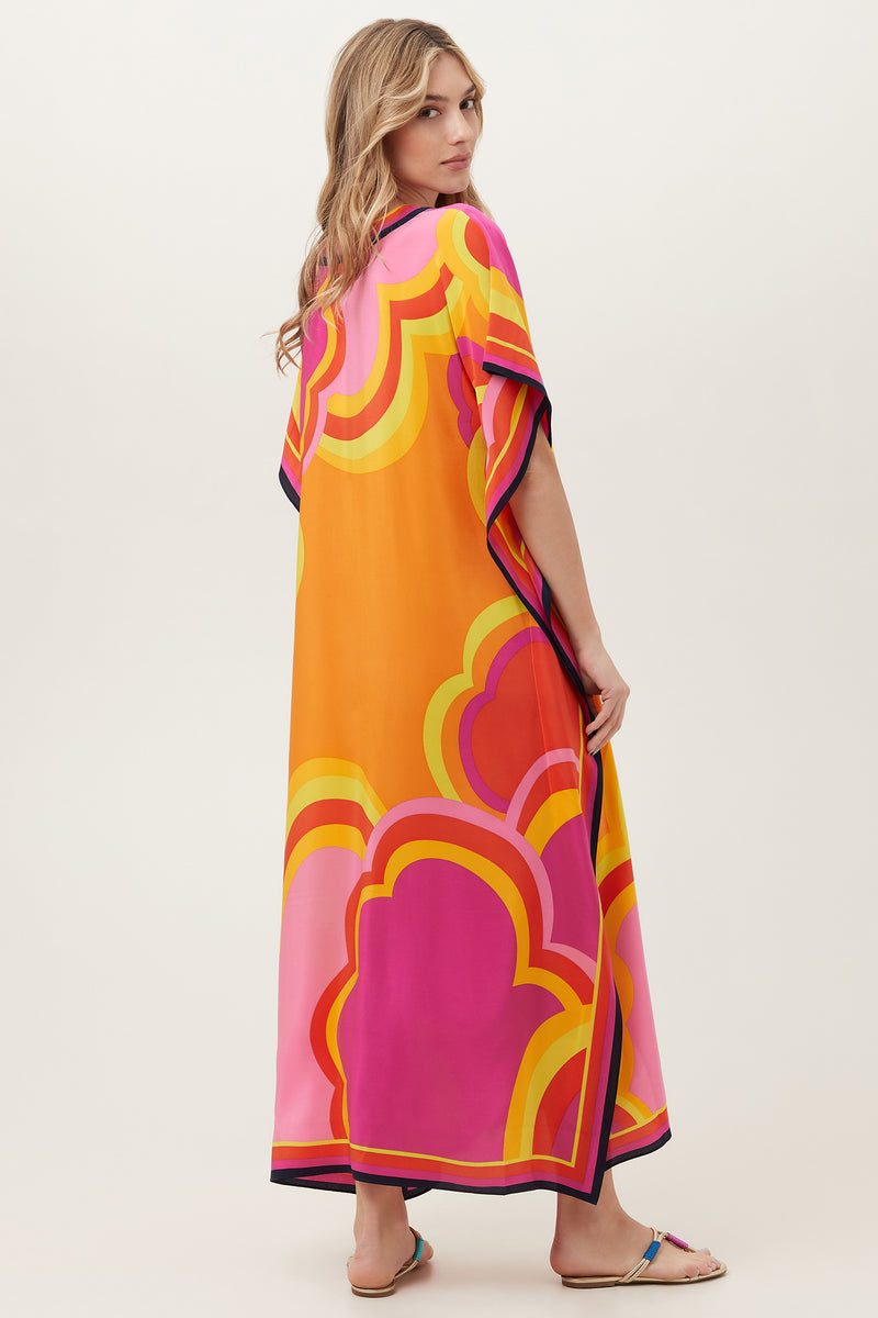 RAINBOW CLOUDS THEODORA MAXI CAFTAN DRESS in TANGERINE DREAM MULTI additional image 6