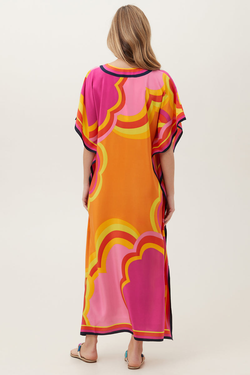 RAINBOW CLOUDS THEODORA MAXI CAFTAN DRESS in TANGERINE DREAM MULTI additional image 2
