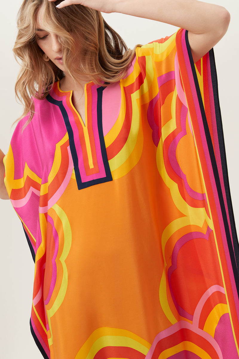 RAINBOW CLOUDS THEODORA MAXI CAFTAN DRESS in TANGERINE DREAM MULTI additional image 7