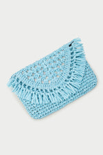 KELI FRINGE CLUTCH in SKY