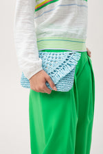 KELI FRINGE CLUTCH in SKY additional image 1