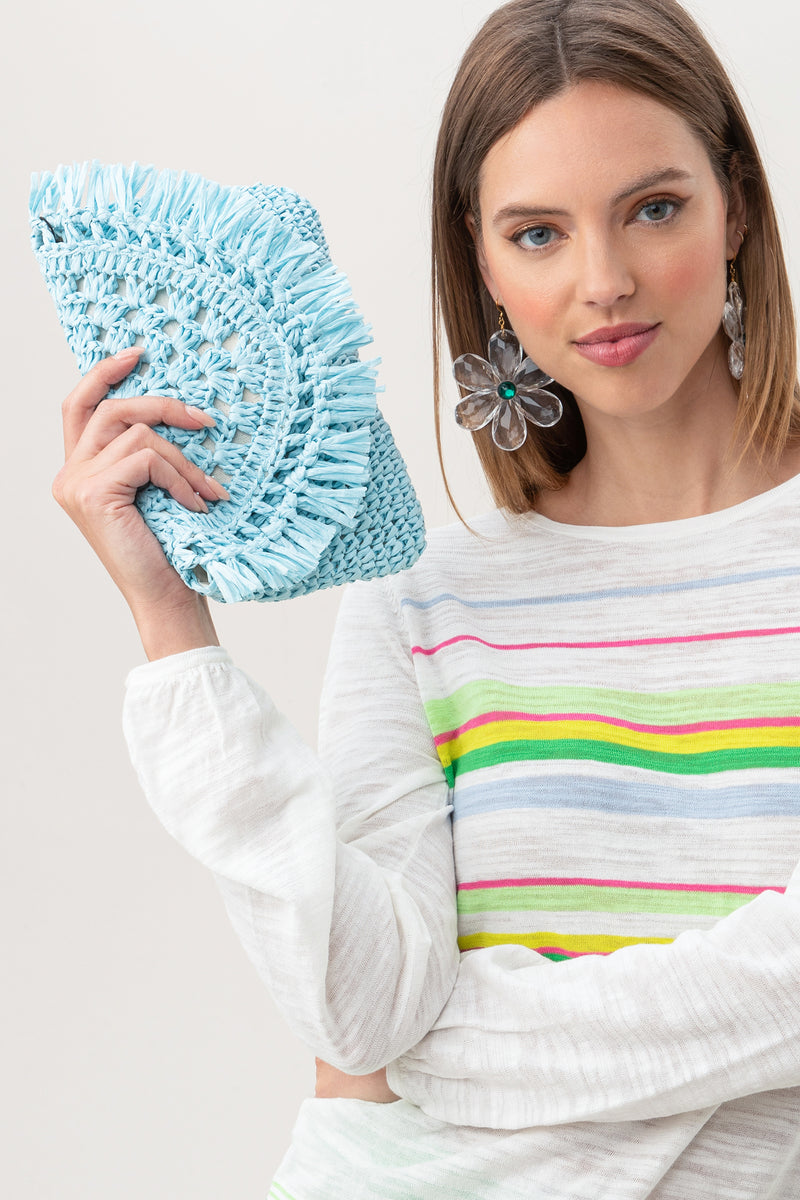 KELI FRINGE CLUTCH in SKY additional image 2