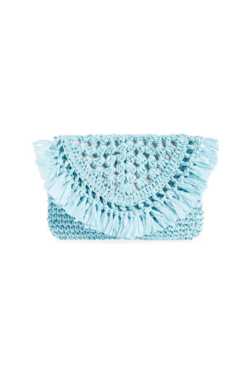 KELI FRINGE CLUTCH in SKY additional image 3