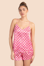SCALLOP SILK CAMI BOXER SET in MULTI additional image 3