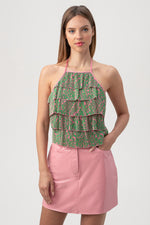 PETAL TOP in VERT/PINK DAWN