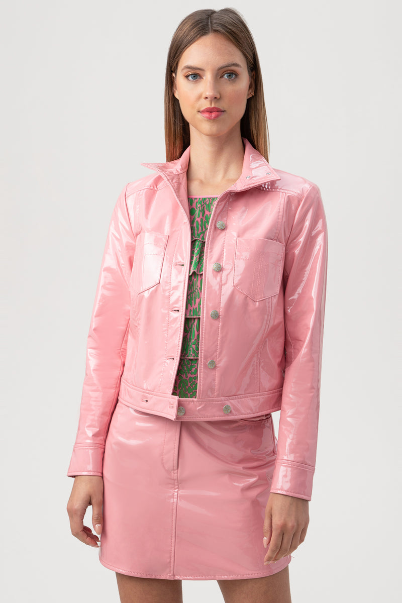 Pink best sale patent jacket