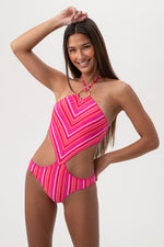 MARAI HIGH-NECK CUT-OUT ONE-PIECE MAILLOT SWIMSUIT in MULTI additional image 4