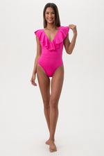MONACO RUFFLE PLUNGE ONE PIECE in ROSE PINK additional image 3