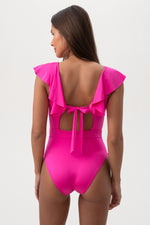 MONACO RUFFLE PLUNGE ONE PIECE in ROSE PINK additional image 2