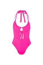 MONACO SOLIDS HALTER ONE PIECE SWIMSUIT in ROSE PINK additional image 1