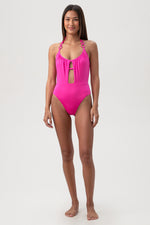 MONACO SOLIDS HALTER ONE PIECE SWIMSUIT in ROSE PINK additional image 3