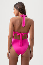 MONACO SOLIDS HALTER ONE PIECE SWIMSUIT in ROSE PINK additional image 2