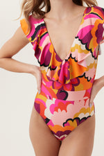 FAN FAIRE RUFFLE PLUNGE ONE PIECE in MULTI additional image 5