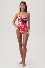 FAN FAIRE V-NECK RING TWIST-BACK ONE-PIECE SWIMSUIT in MULTI additional image 4