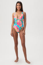 POPPY BELTED PLUNGE ONE PIECE in MULTI additional image 3