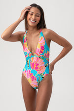 POPPY BELTED PLUNGE ONE PIECE in MULTI additional image 5