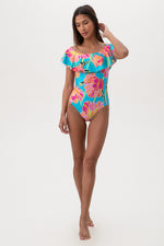 POPPY OFF THE SHOULDER RUFFLE BANDEAU ONE PIECE in MULTI additional image 3