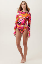 FAN FAIRE LONG SLEEVE CREWNECK SWIM TEE in MULTI additional image 3