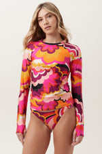 FAN FAIRE LONG SLEEVE CREWNECK SWIM TEE in MULTI