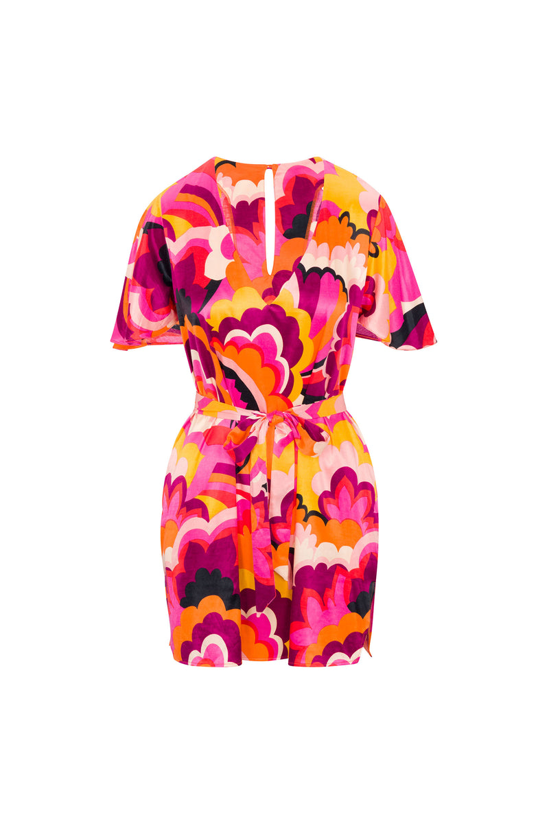 FAN FAIRE FLUTTER SLEEVE TUNIC SWIM COVER-UP in MULTI additional image 1