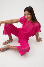 WHIM CROCHET CROP SHIRT in ROSE PINK additional image 10