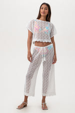 WHIM CROCHET CROP SHIRT in WHITE additional image 17