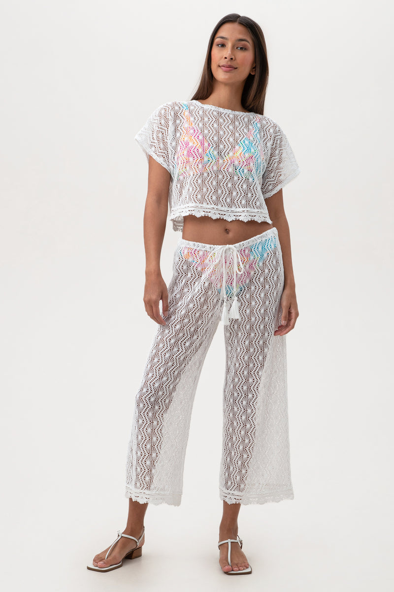 WHIM CROCHET CROP SHIRT in WHITE additional image 17