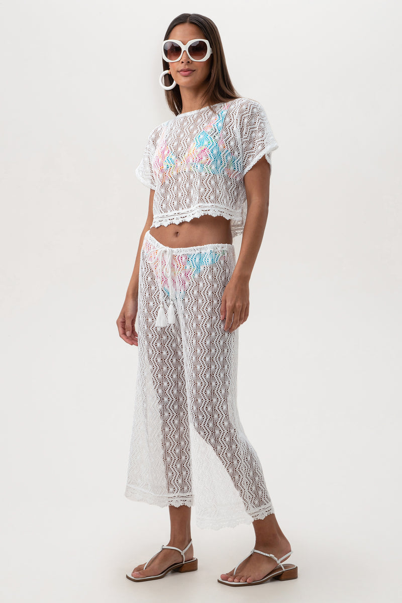 WHIM CROCHET CROP SHIRT in WHITE additional image 14