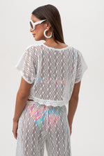 WHIM CROCHET CROP SHIRT in WHITE additional image 13