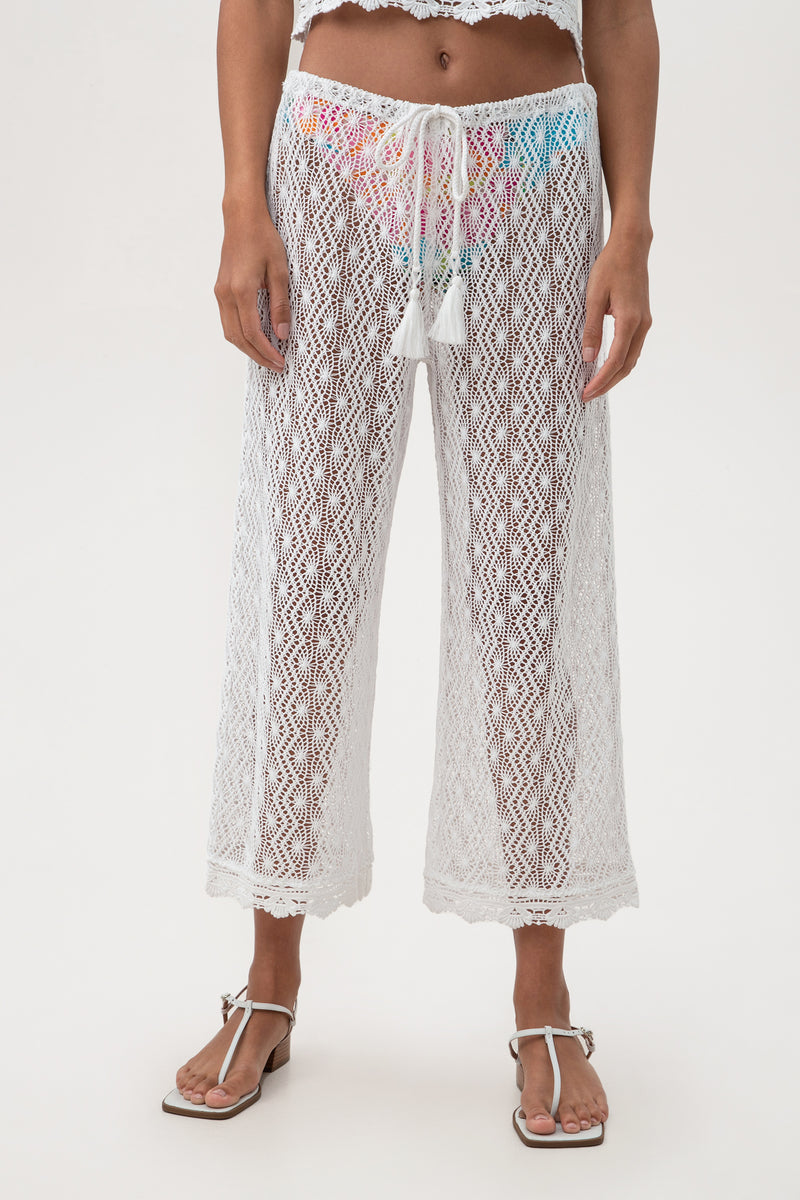 WHIM CROCHET CROP PANT in WHITE additional image 11