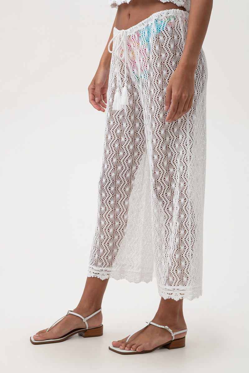 WHIM CROCHET CROP PANT in WHITE additional image 14