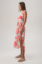 POPPY HIGH NECK MIDI DRESS in WHITE MULTI additional image 3