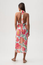 POPPY HIGH NECK MIDI DRESS in WHITE MULTI additional image 2