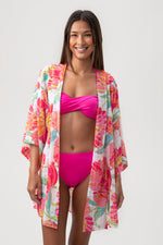 POPPY TIE FRONT BEACH SHIRT in WHITE MULTI