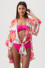 POPPY TIE FRONT BEACH SHIRT in WHITE MULTI additional image 6