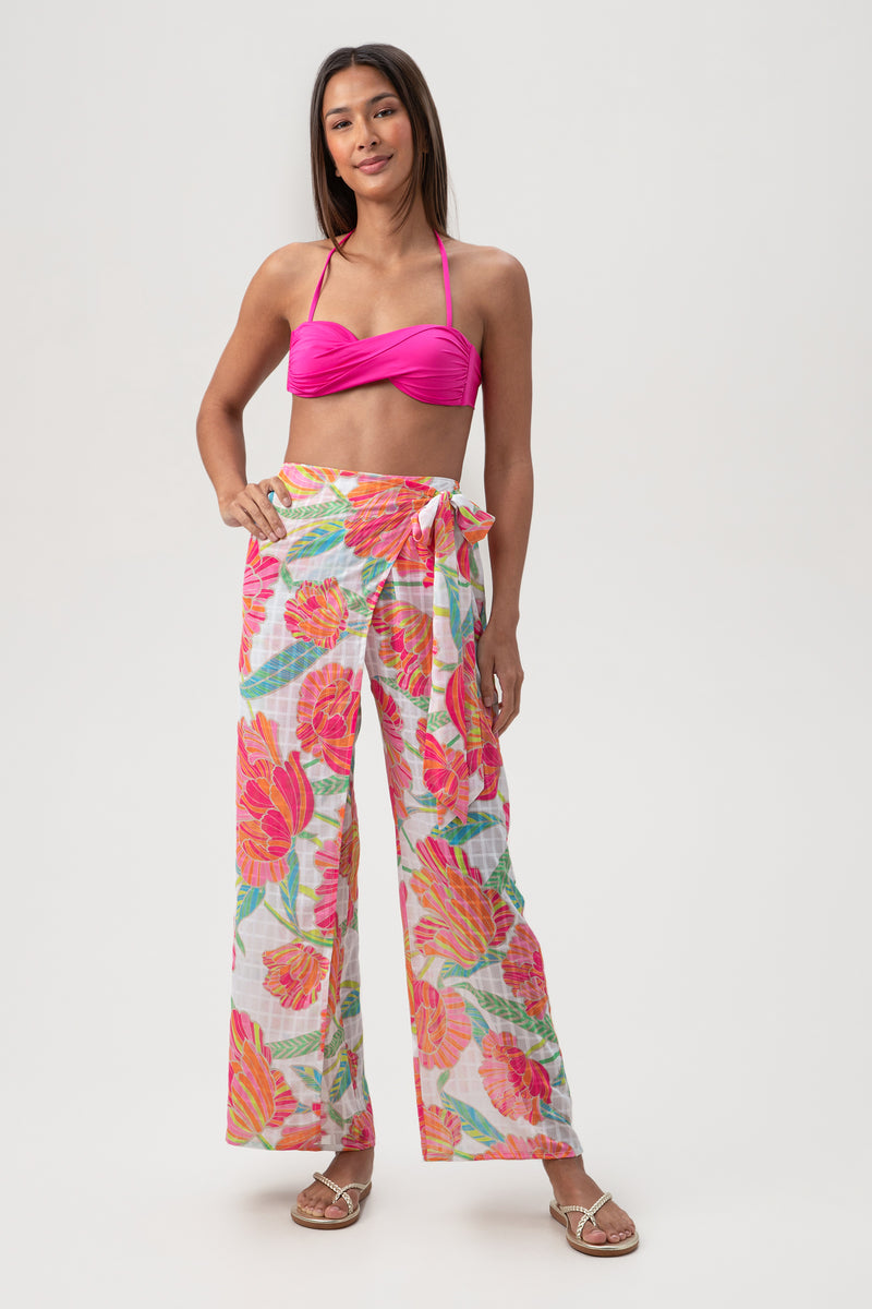 POPPY CROSSOVER BEACH PANT in WHITE MULTI additional image 3