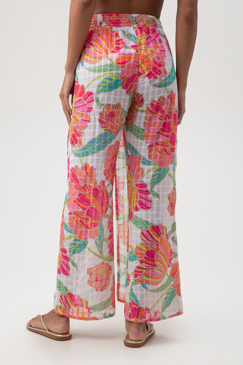 POPPY CROSSOVER BEACH PANT in WHITE MULTI additional image 2