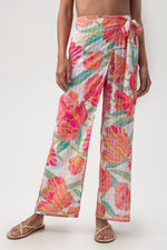 POPPY CROSSOVER BEACH PANT in WHITE MULTI