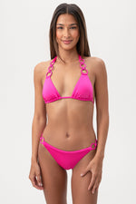 MONACO SOLIDS RING TRIANGLE BRA SWIM TOP in ROSE PINK