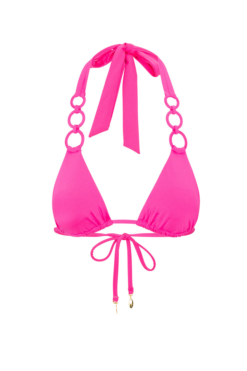 MONACO SOLIDS RING TRIANGLE BRA SWIM TOP in ROSE PINK additional image 1