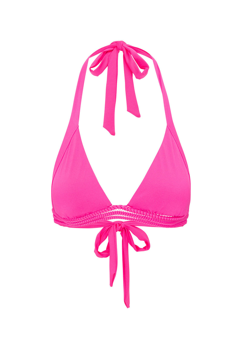 MONACO SOLID BRAIDED HALTER TOP in ROSE PINK additional image 2