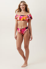 FAN FAIRE OFF THE SHOULDER RUFFLE BANDEAU TOP in MULTI additional image 3